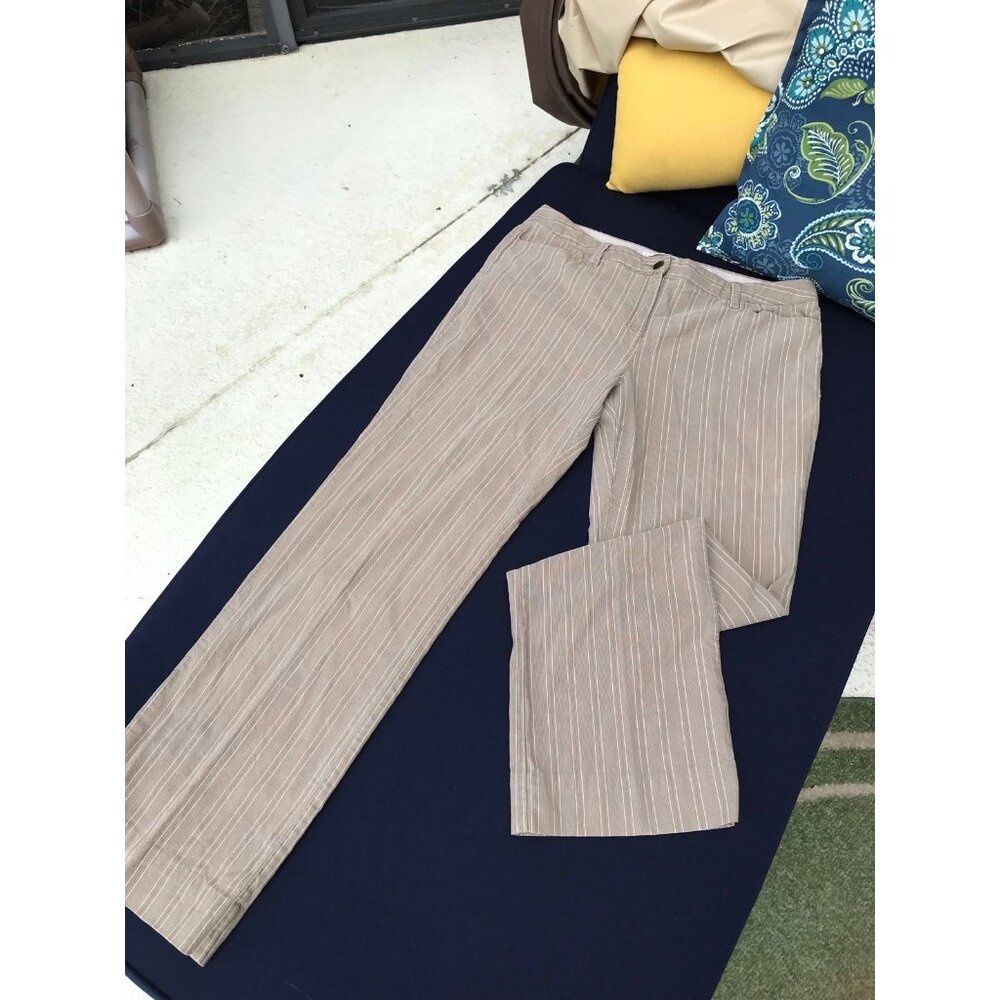 Tommy Hilifiger 100% Cotton Pinstripe Pants Size 10 tan and white
